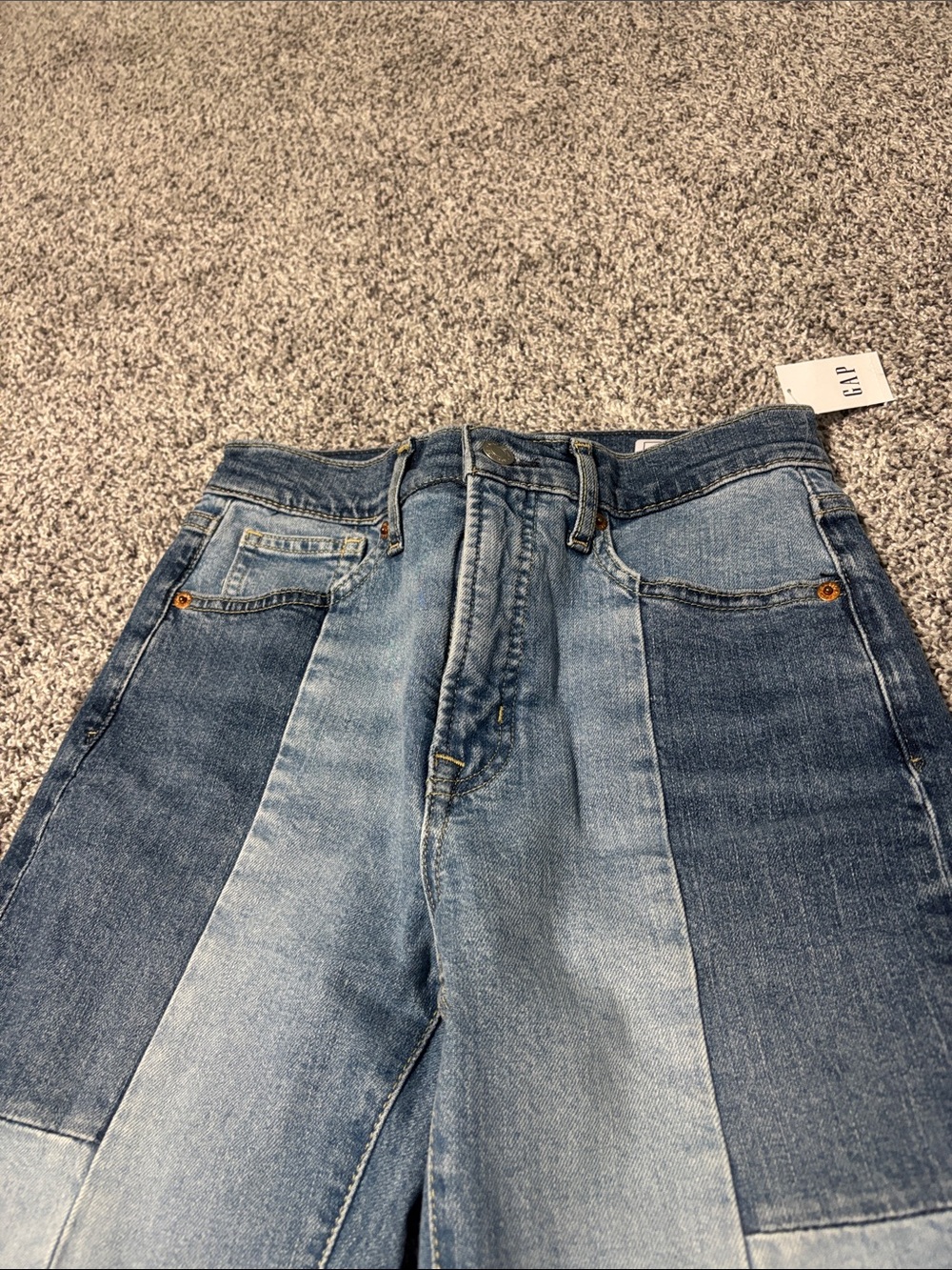 NWT Gap Denim 70’s Flare High Rise Patchwork Jeans 26/2P - Picture 4 of 9